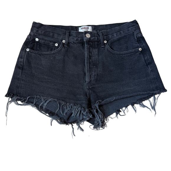 Agolde Parker Vintage Cut Off Short Tidal Black Size 26 High Waisted Summer - Picture 3 of 8